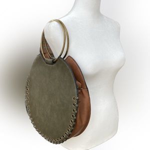 Simply Noelle Whip Stitch Circle Tote Boho Olive